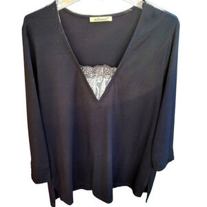 HP Vintage Steilmann German Lace Animal Print Detail Knit Long Sleeve Shirt
